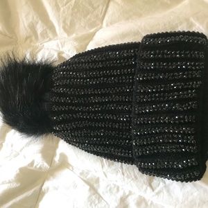Turn Cuff Knit Hat with Gems